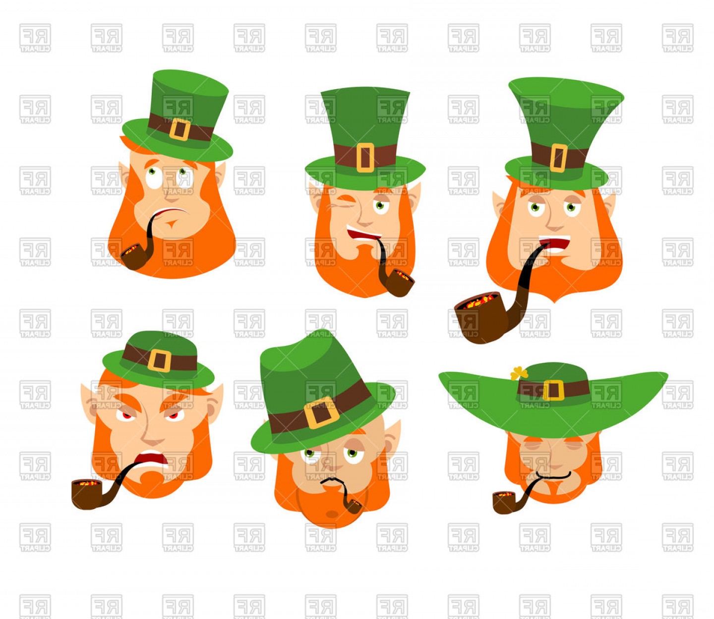 1440x1249 Leprechaun Set With Different Emotions Vector Clipart Orangiausa.