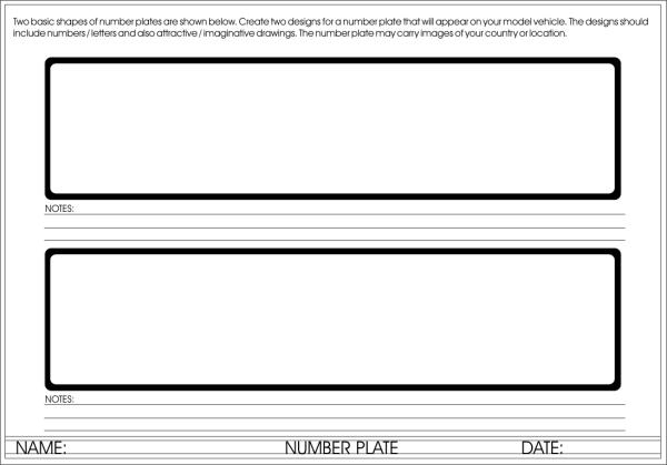 free number plate template printable
