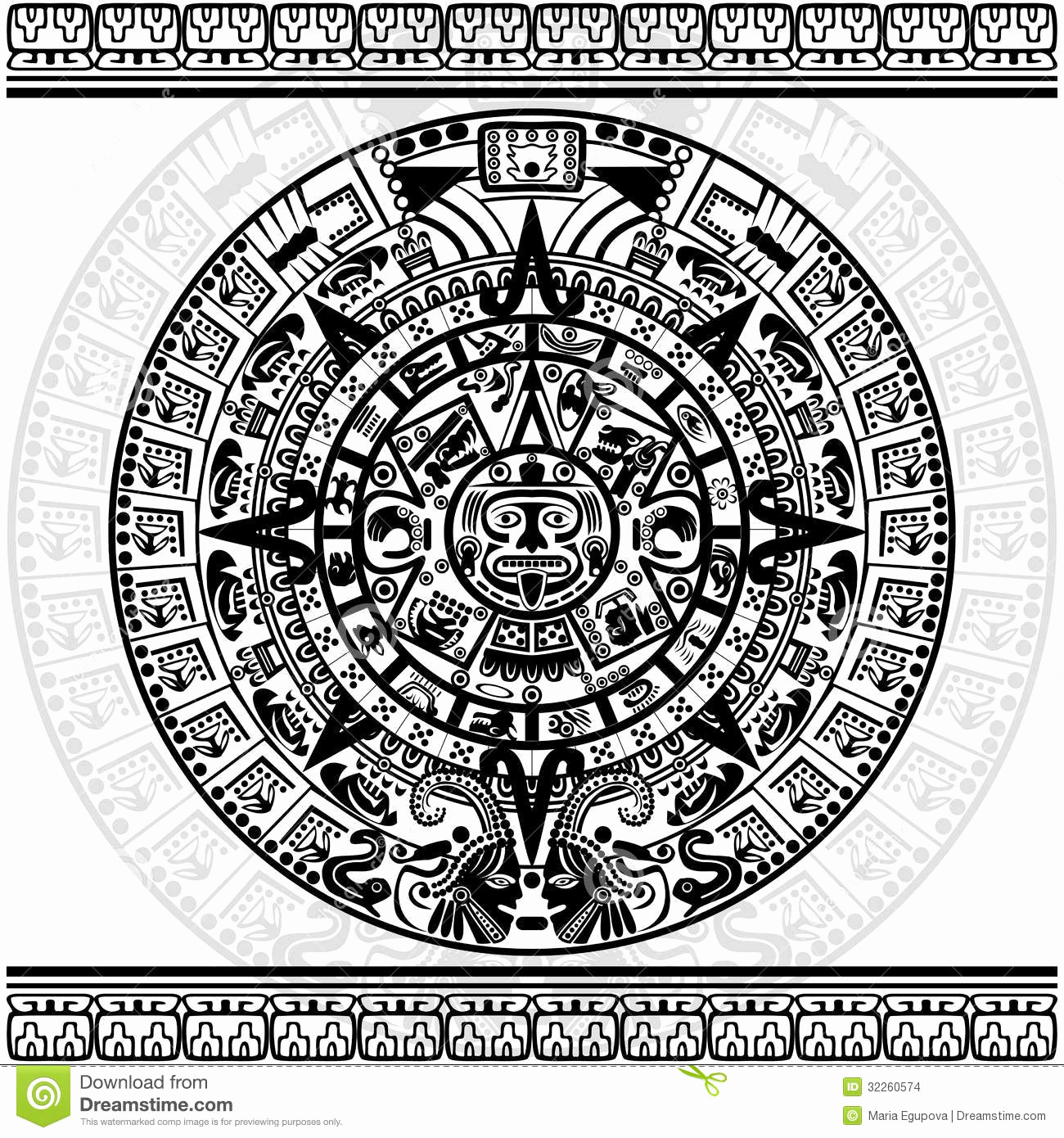 Aztec Sun Calendario Maya En El Fondo Blanco Vectores Con