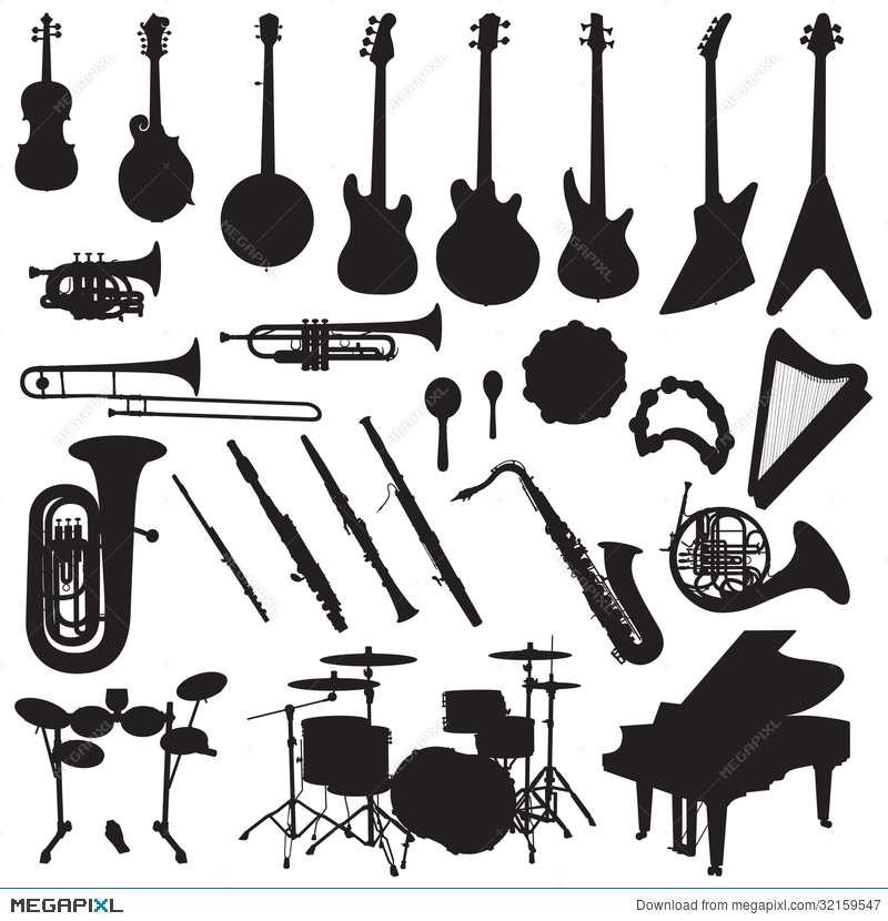 music instruments illustration vector free download