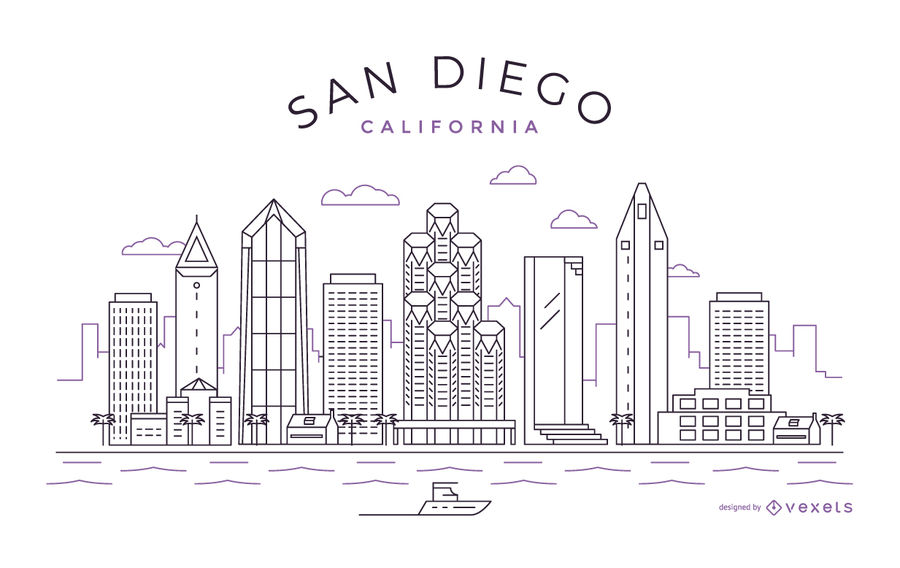 San Diego Skyline Vector at GetDrawings Free download