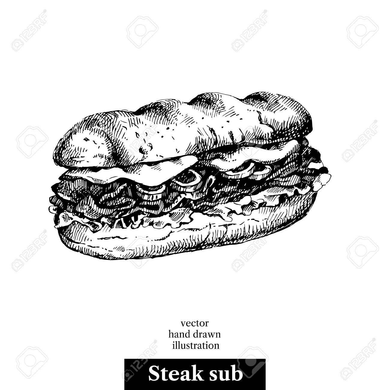 Creative Sandwich Sketch Drawing with Realistic