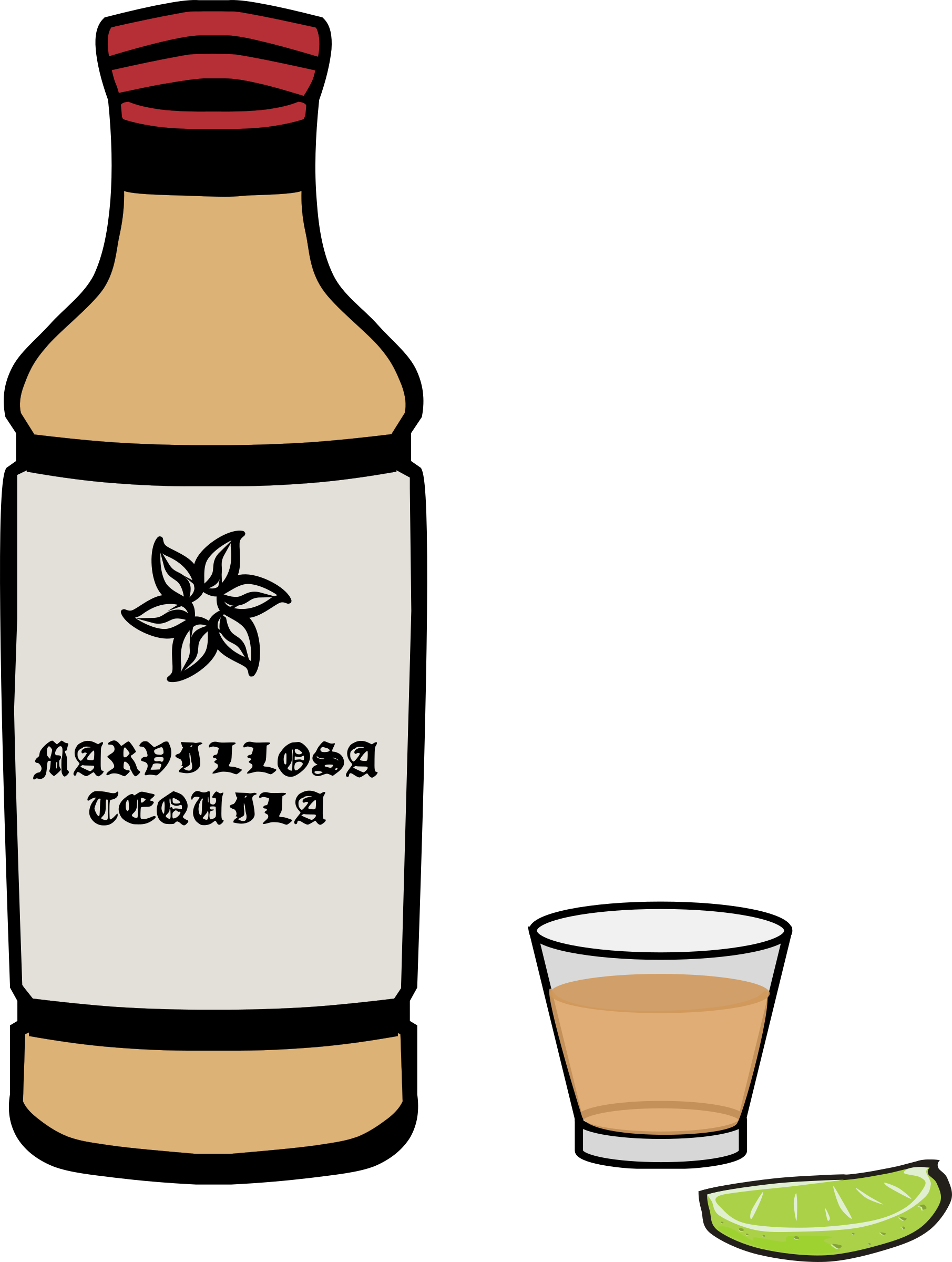 1811x2400 Tequila Bottle And Glass Vector Clipart Image.