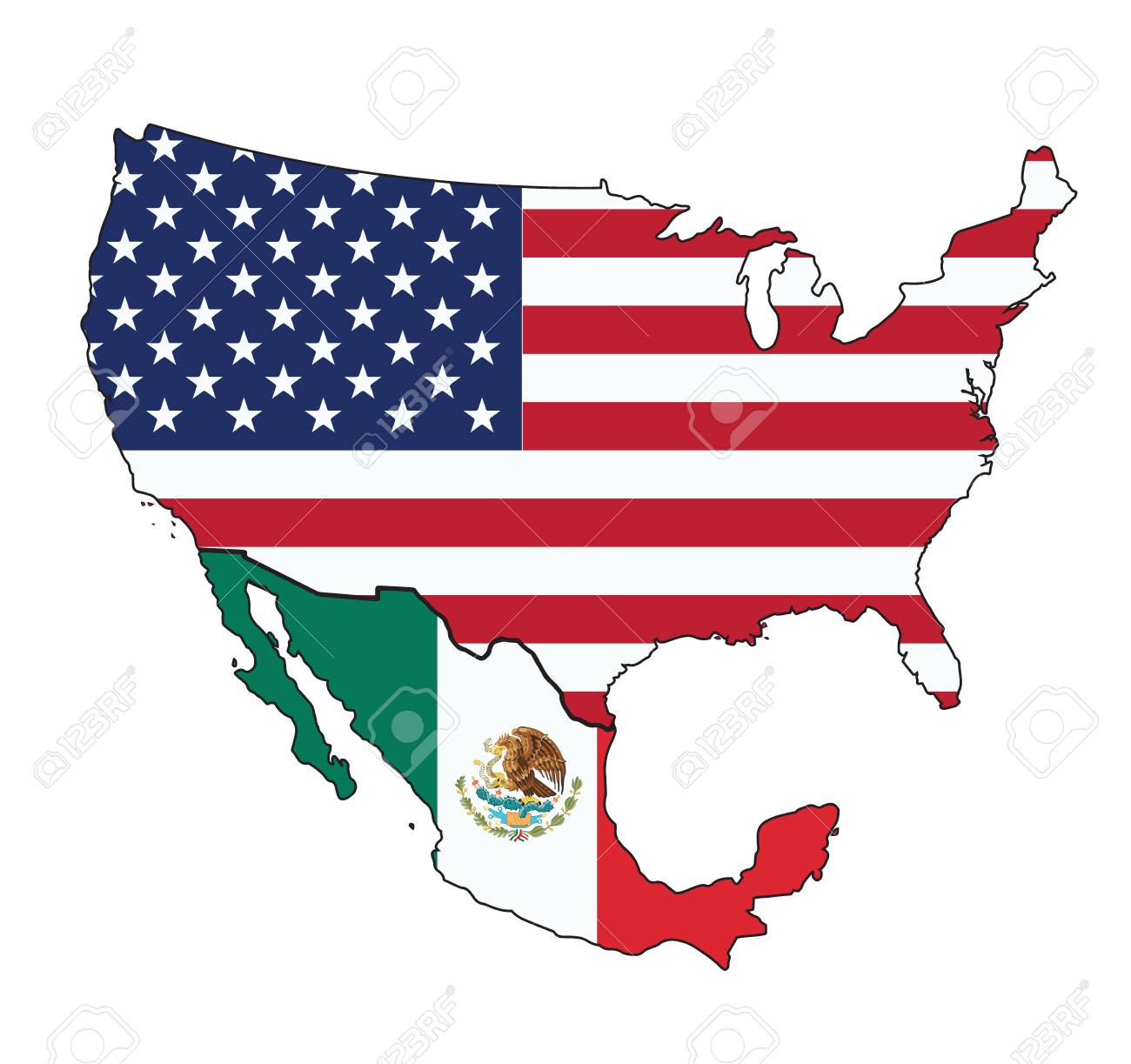 Clipart Usa Map Flag