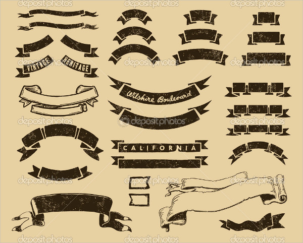 Vintage ribbon decorative vector