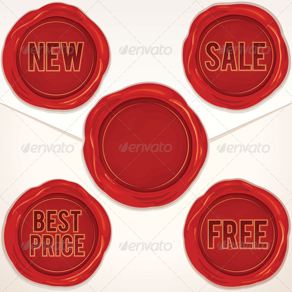 PSD red wax seal with ribbon