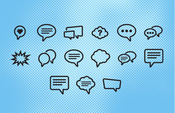 581x377 Set Of Word Balloon Vector Icons Free