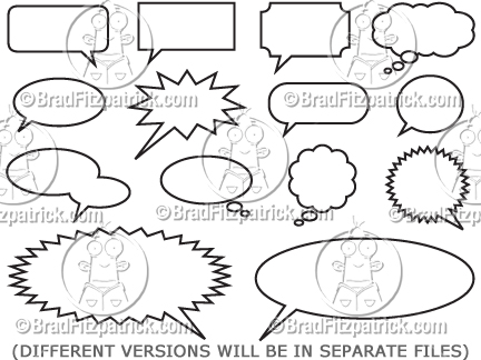 432x324 Cartoon Word Bubbles Speech Balloon Clip Art Vector Speech