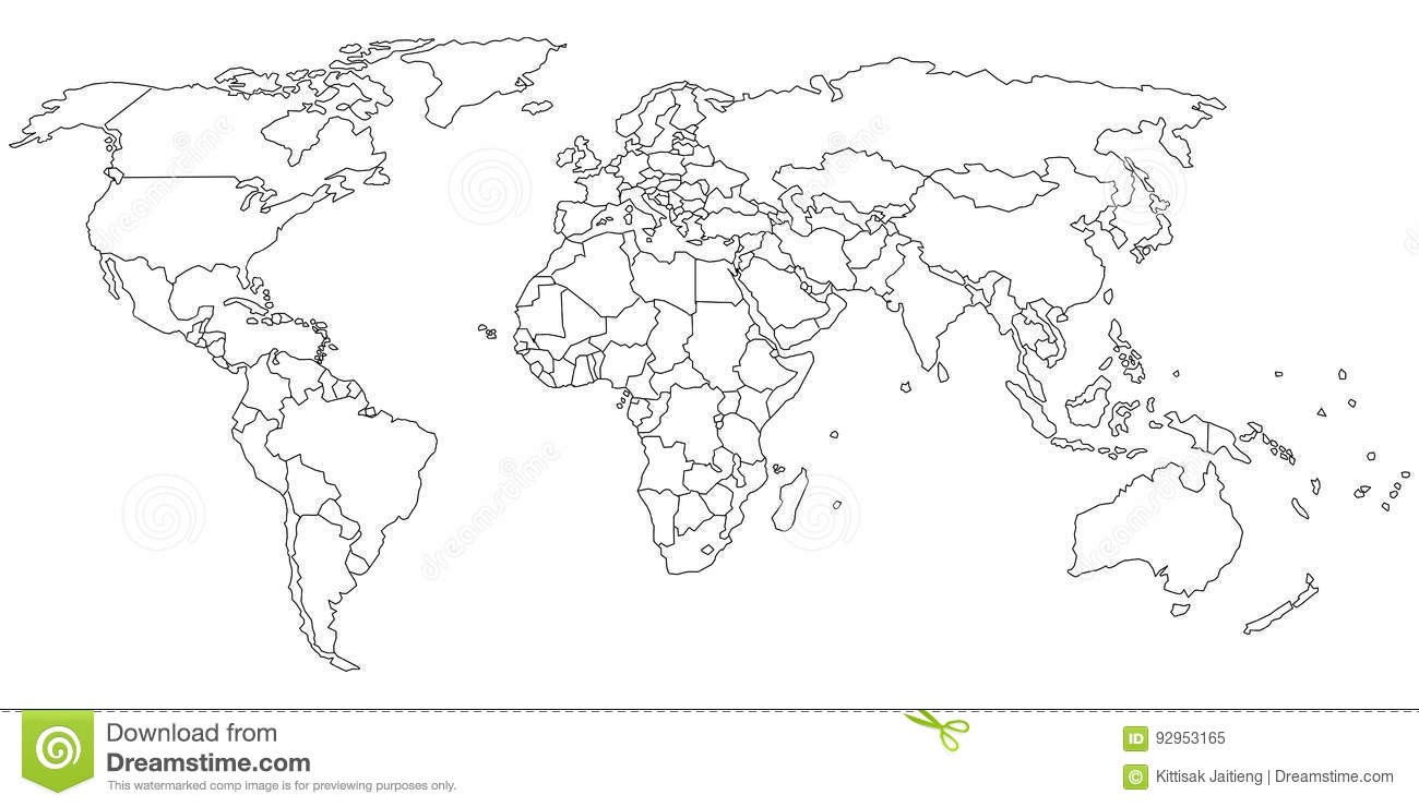 Blank Outline Map Of World Vector Illustration Stock Vector Images