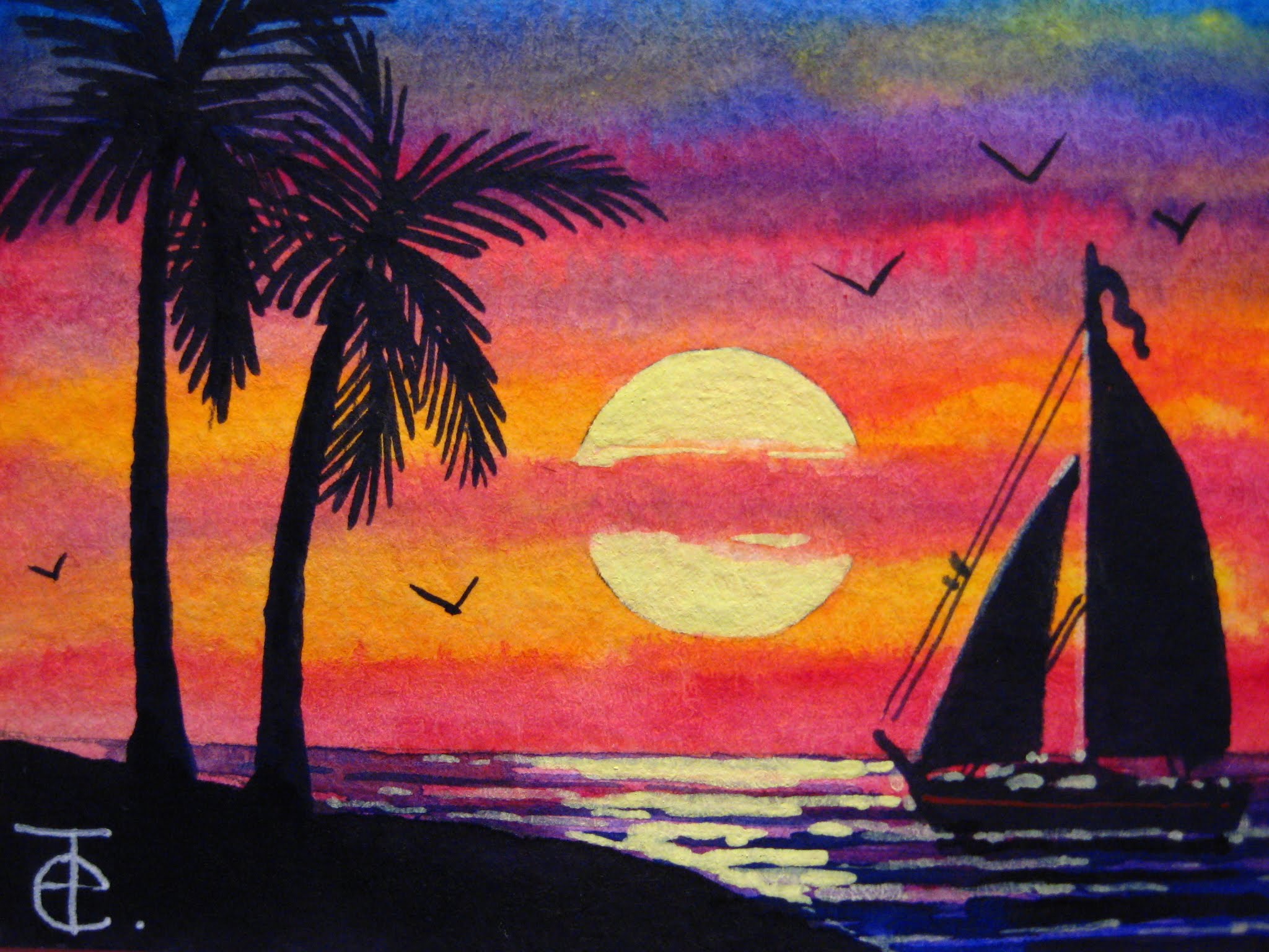 35 Latest Painting Sunset Beach Drawing Easy