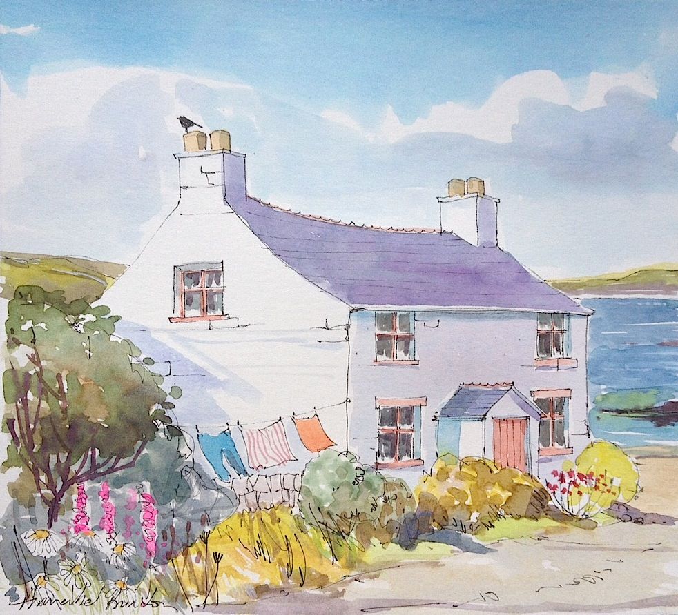 watercolor cottage seaside paintings watercolour painting beach cornwall landscape cottages illustration water watercolors getdrawings watercolours drawings burton annabel sketch choose