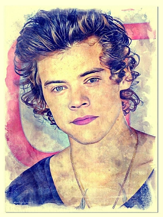 570x760 Harry Styles Watercolor Painting Art Print Wall Decorations Etsy.
