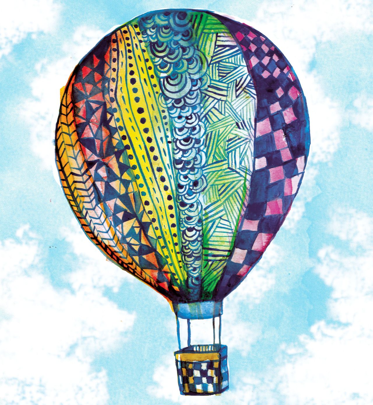 1280x1388 Hot Air Balloon Watercolour It As A Cushion Cover. 