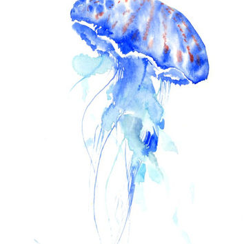 Pearlescent watercolor painting- jellyfish Waterco