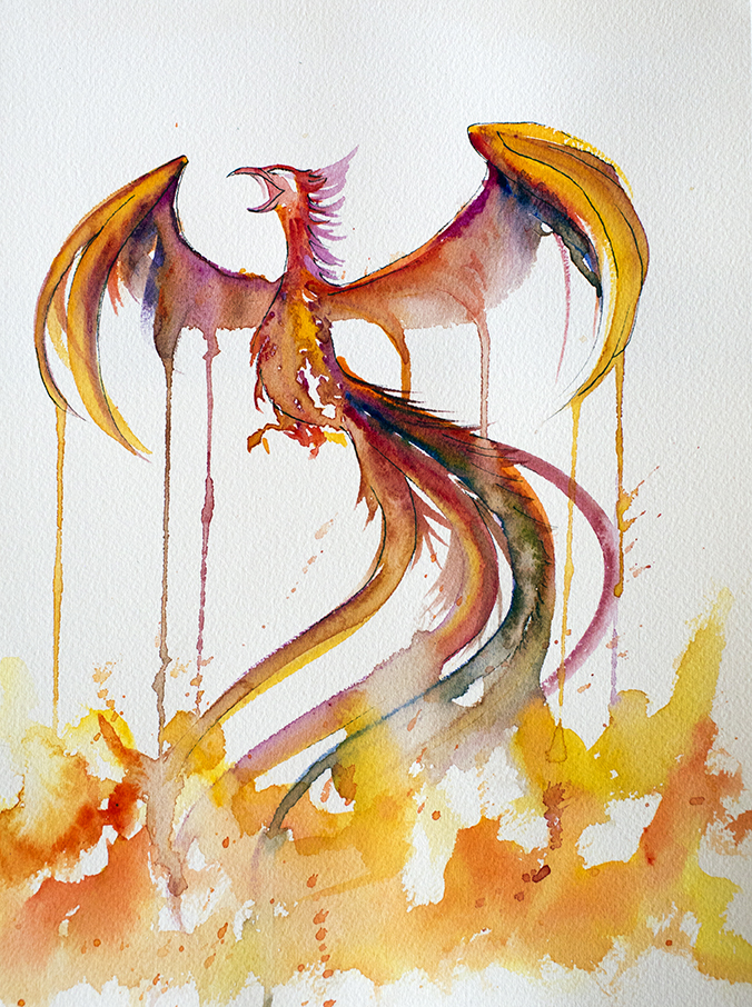 Phoenix Watercolor Painting At GetDrawings | Free Download