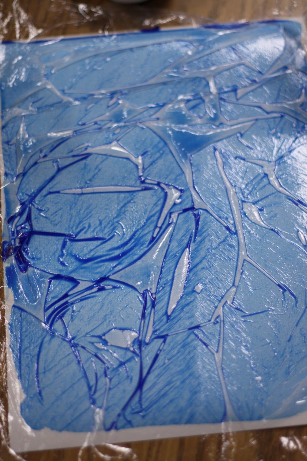 Process Art for Kids Using Plastic Wrap and Watercolor Paint