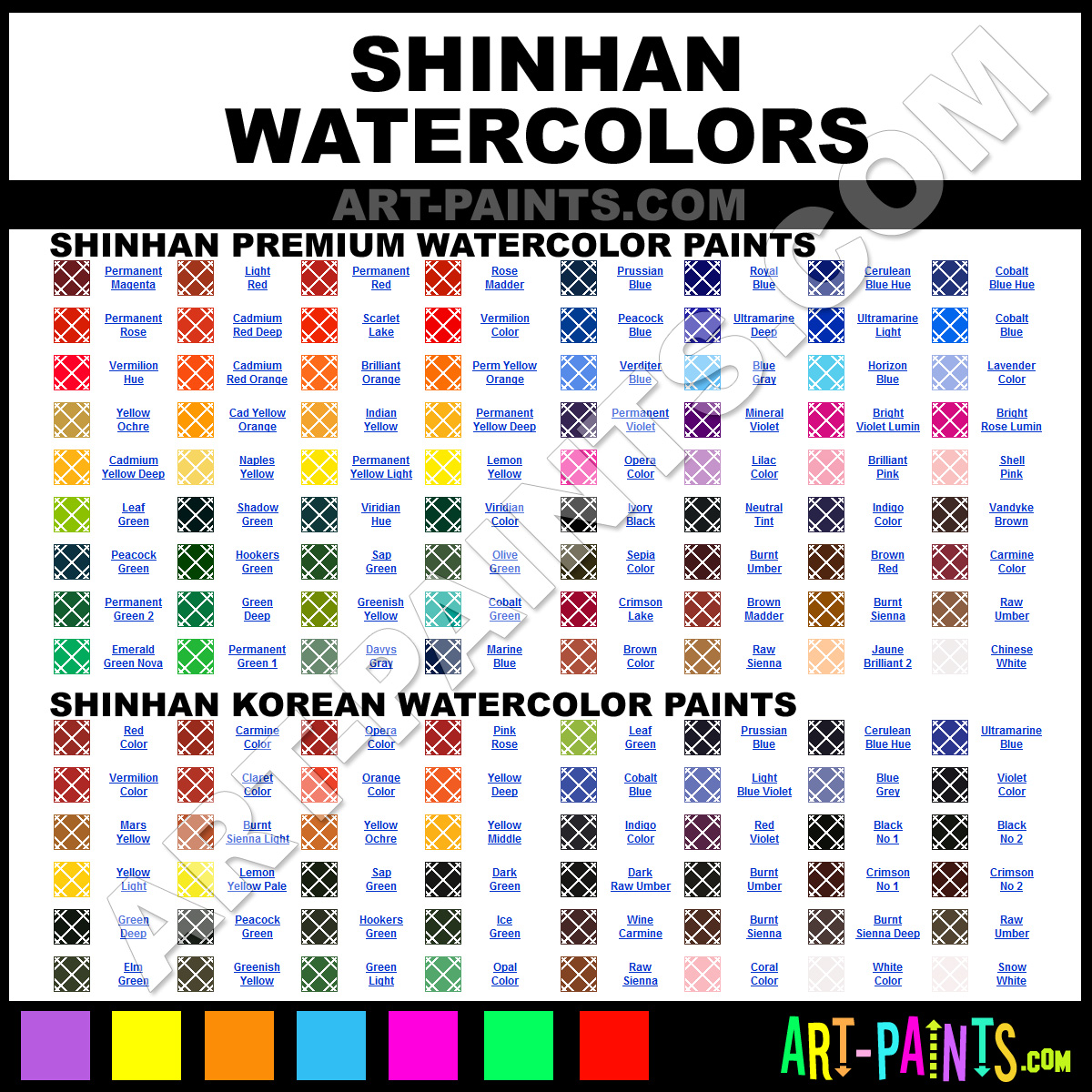 Shinhan Watercolor Chart