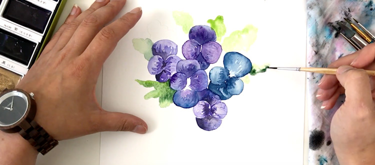 Simple watercolor painting using candle wax