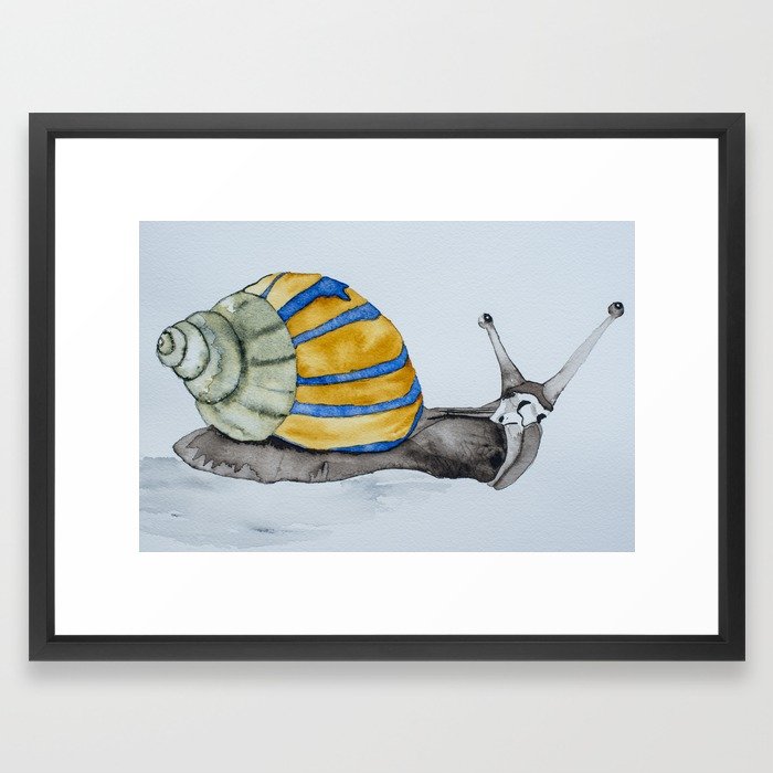 Black Glue and Watercolor Snail Art