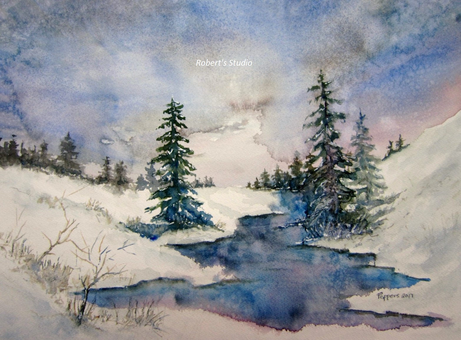 Snow Scene Watercolor Painting At Getdrawings 