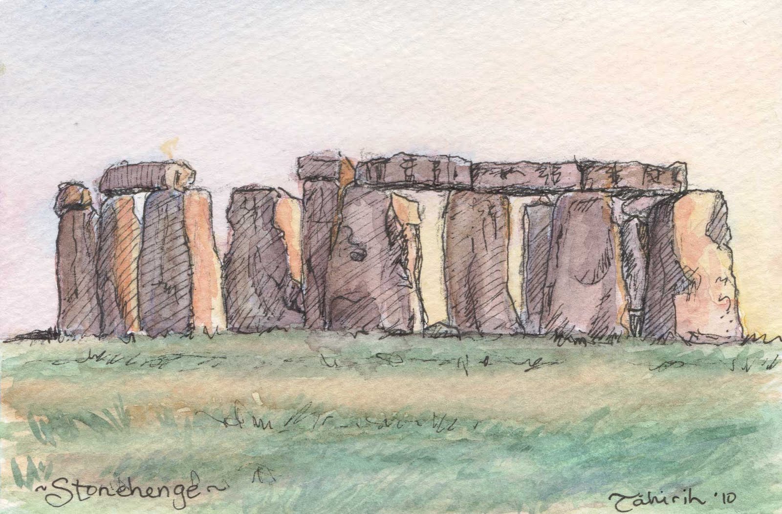 dhruba mazumder - fineart, illustrations, design, prints: Stonehenge  Paper Test with Watercolor