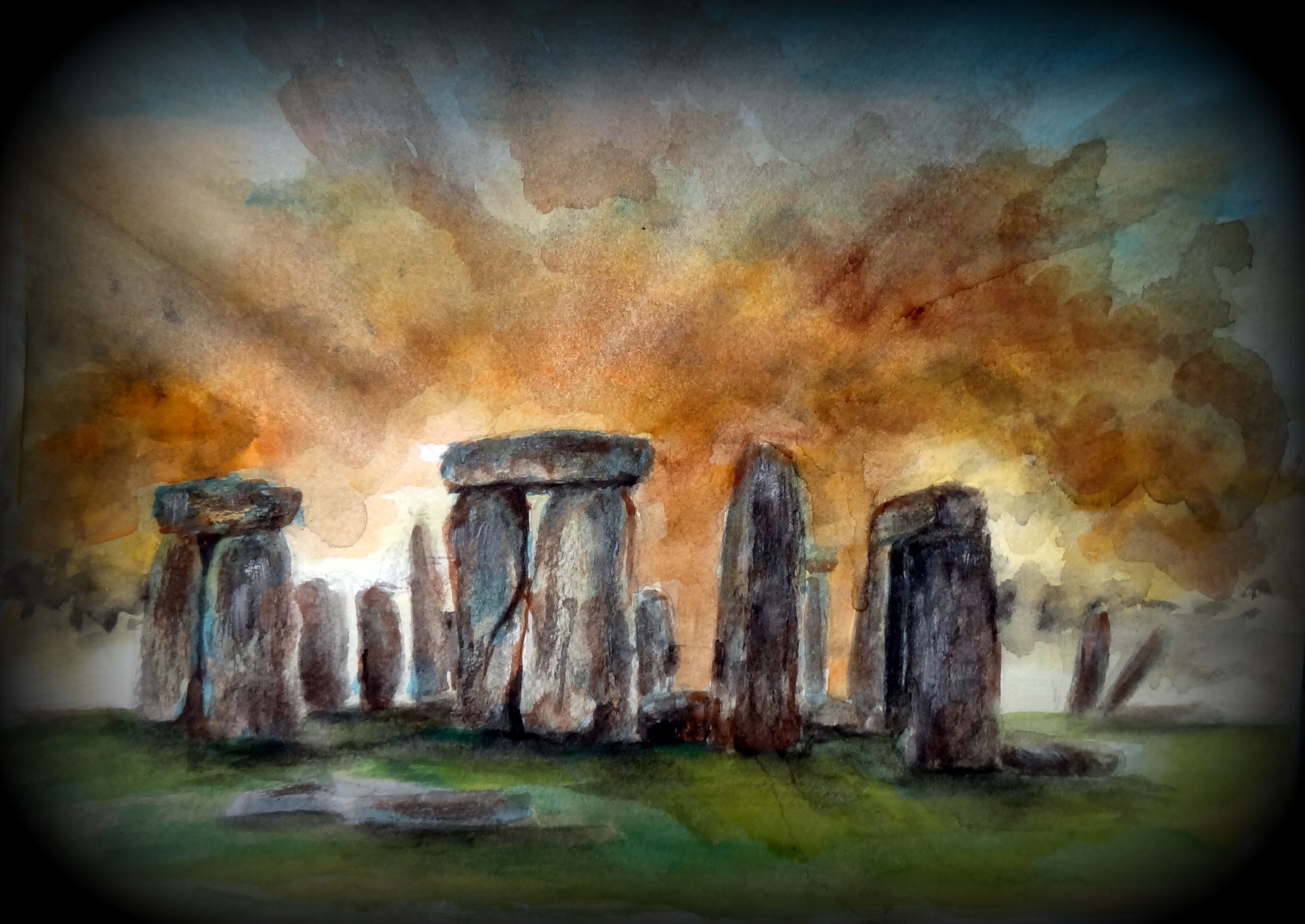 dhruba mazumder - fineart, illustrations, design, prints: Stonehenge  Paper Test with Watercolor