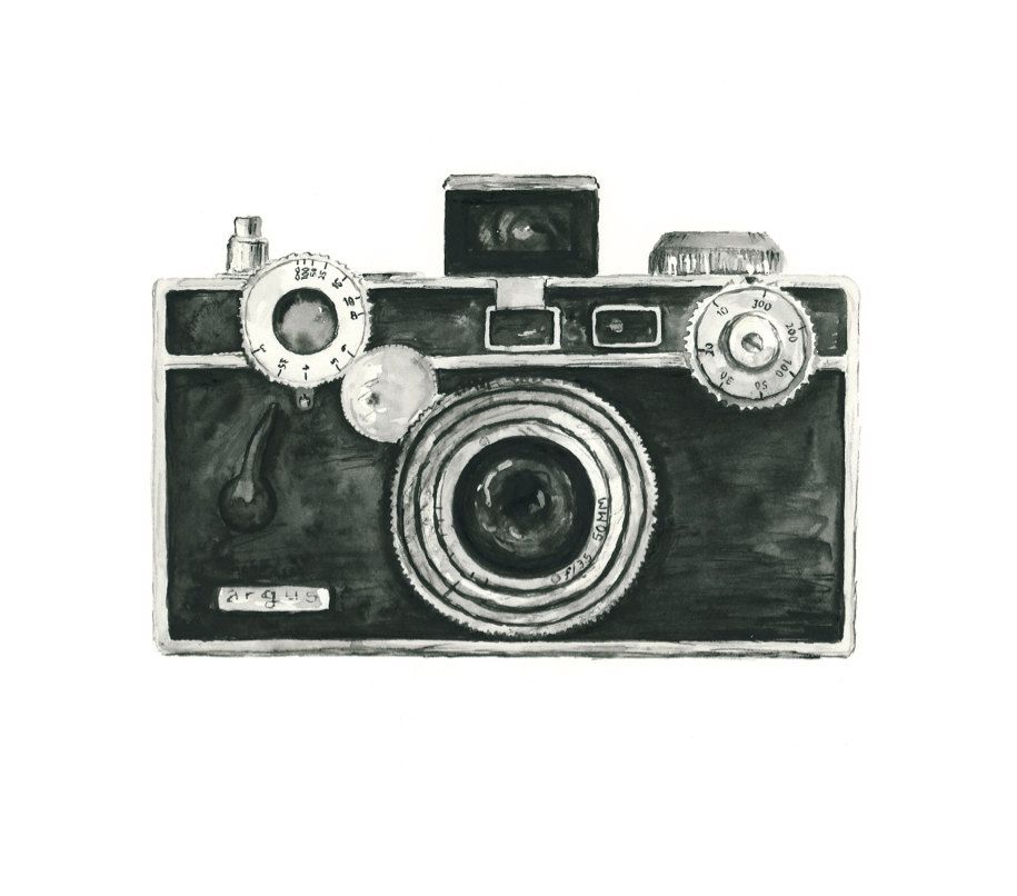 Vintage camera watercolour print