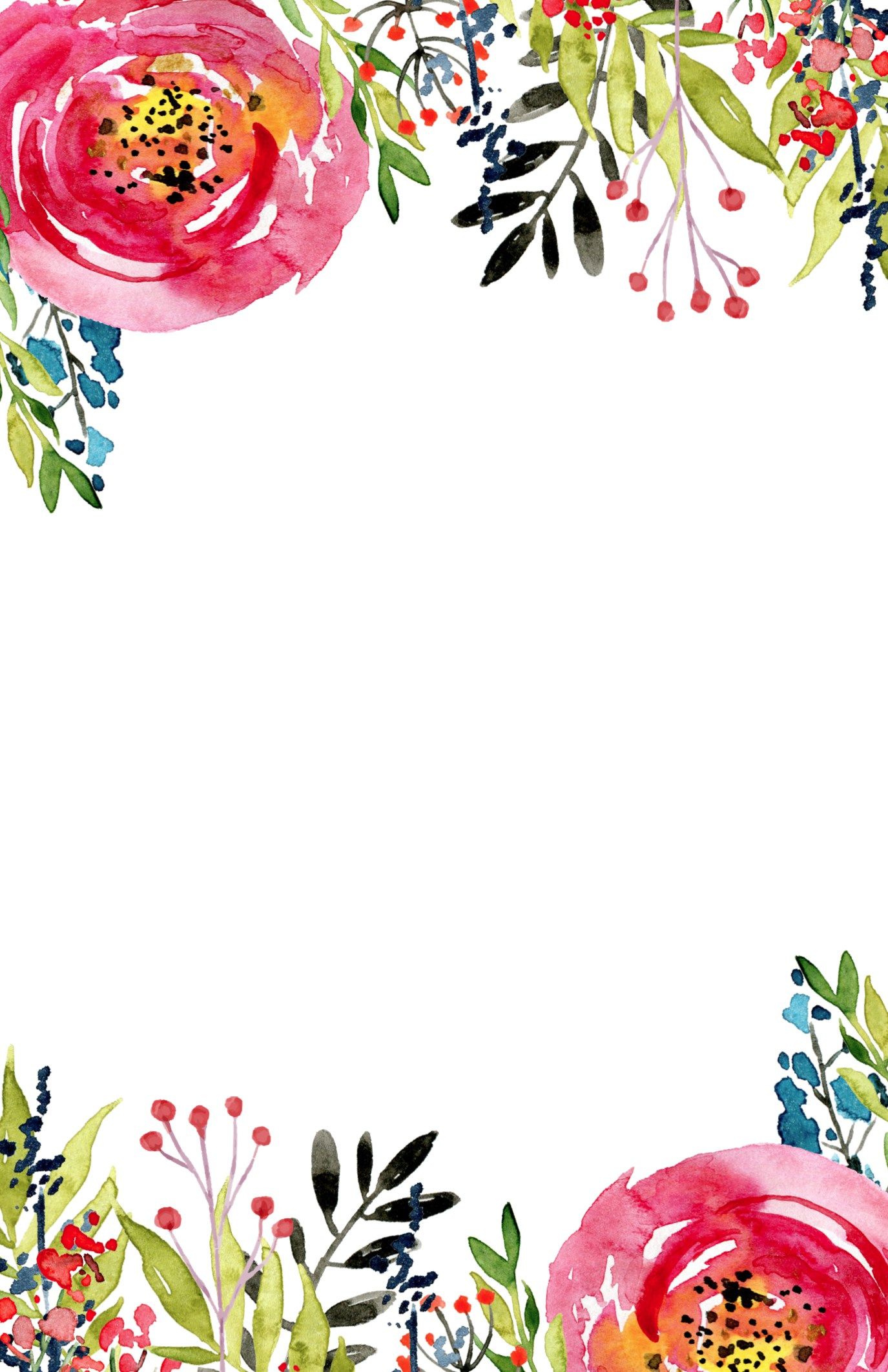 Watercolor Floral Border Paper Printable At Getdrawings Free Download