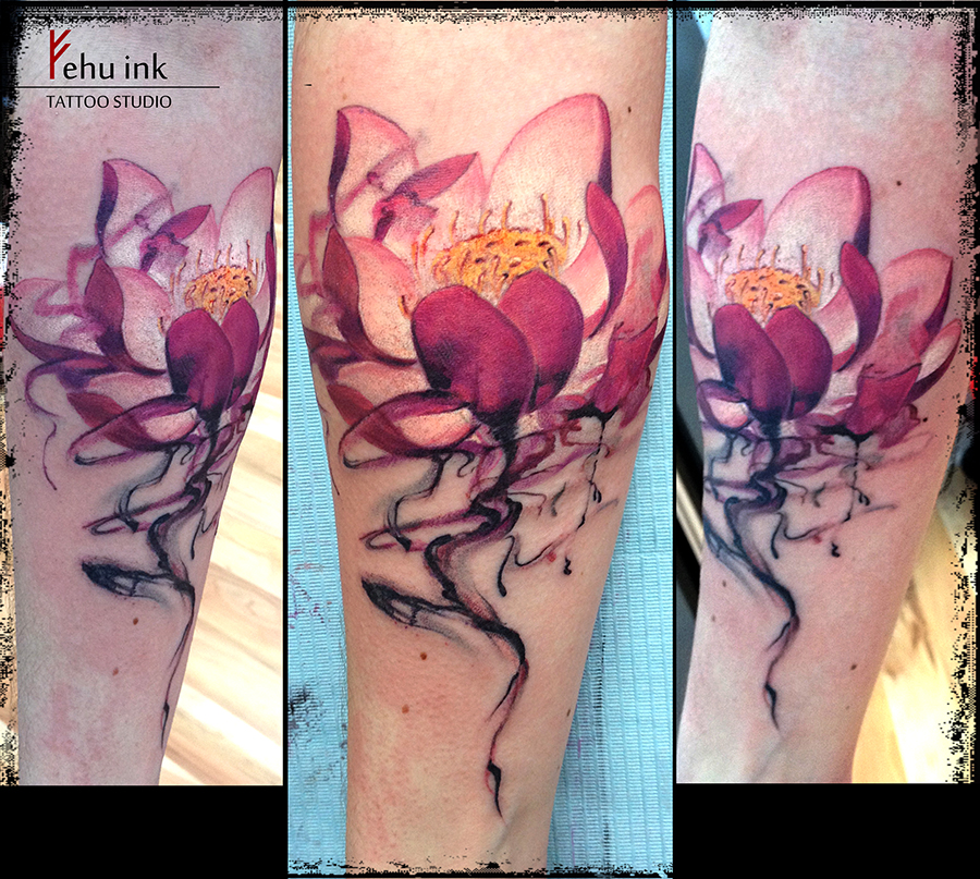 900x807 Watercolor Lotus Tattoo By Ellegottzi.
