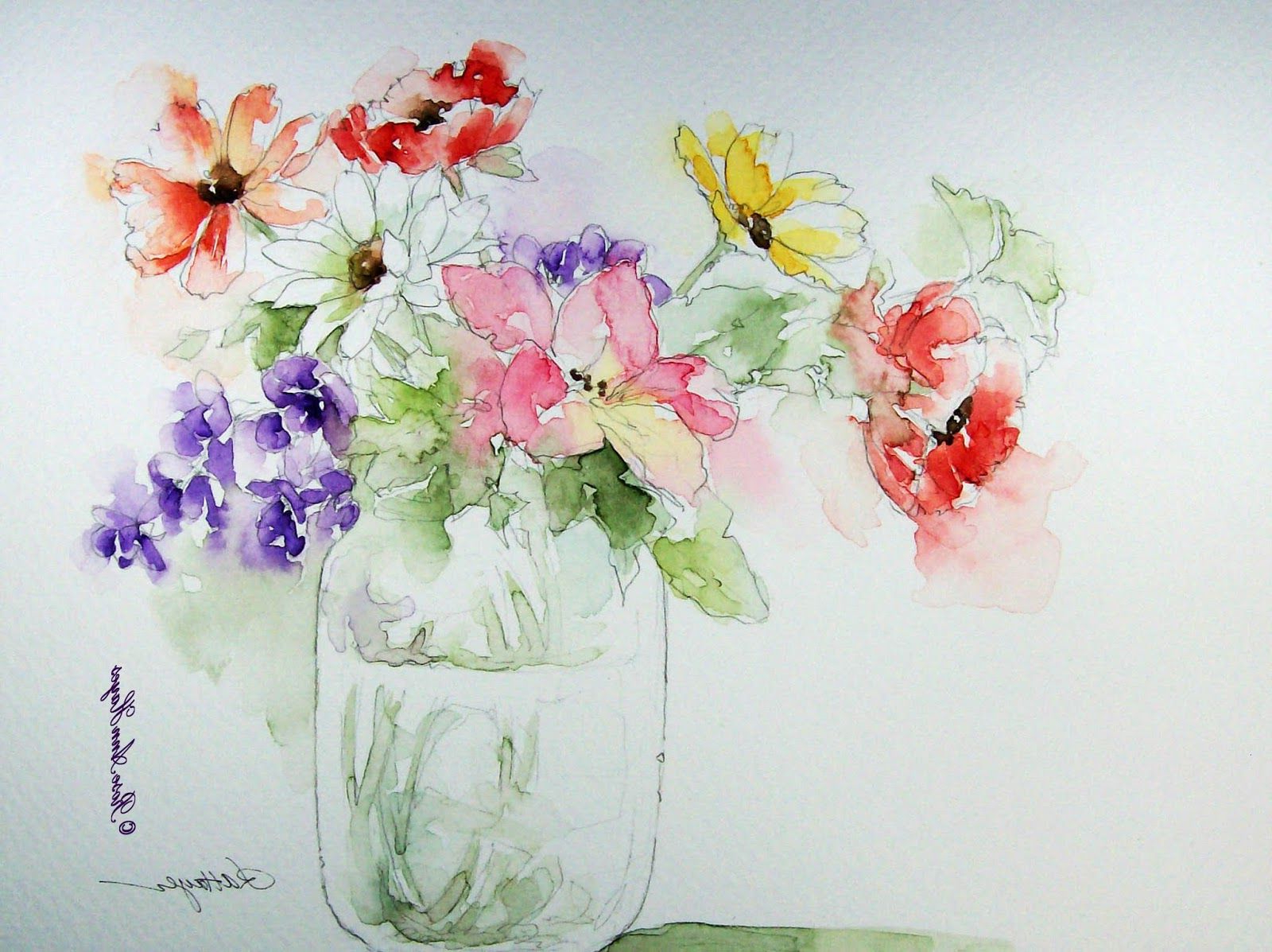 Watercolor Simple Flowers at GetDrawings | Free download