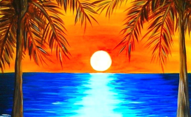 Simple Sunset Painting Step By Step