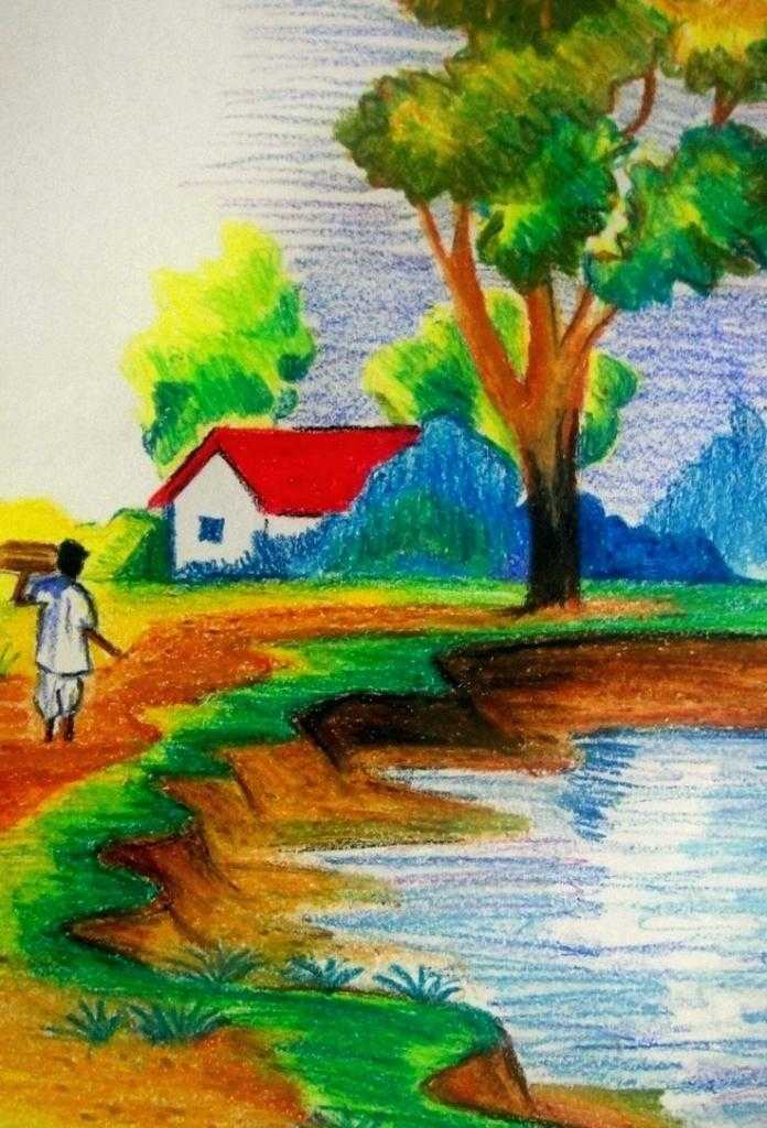 Village Easy Landscape Watercolor Painting For Beginners - Krysztalowe