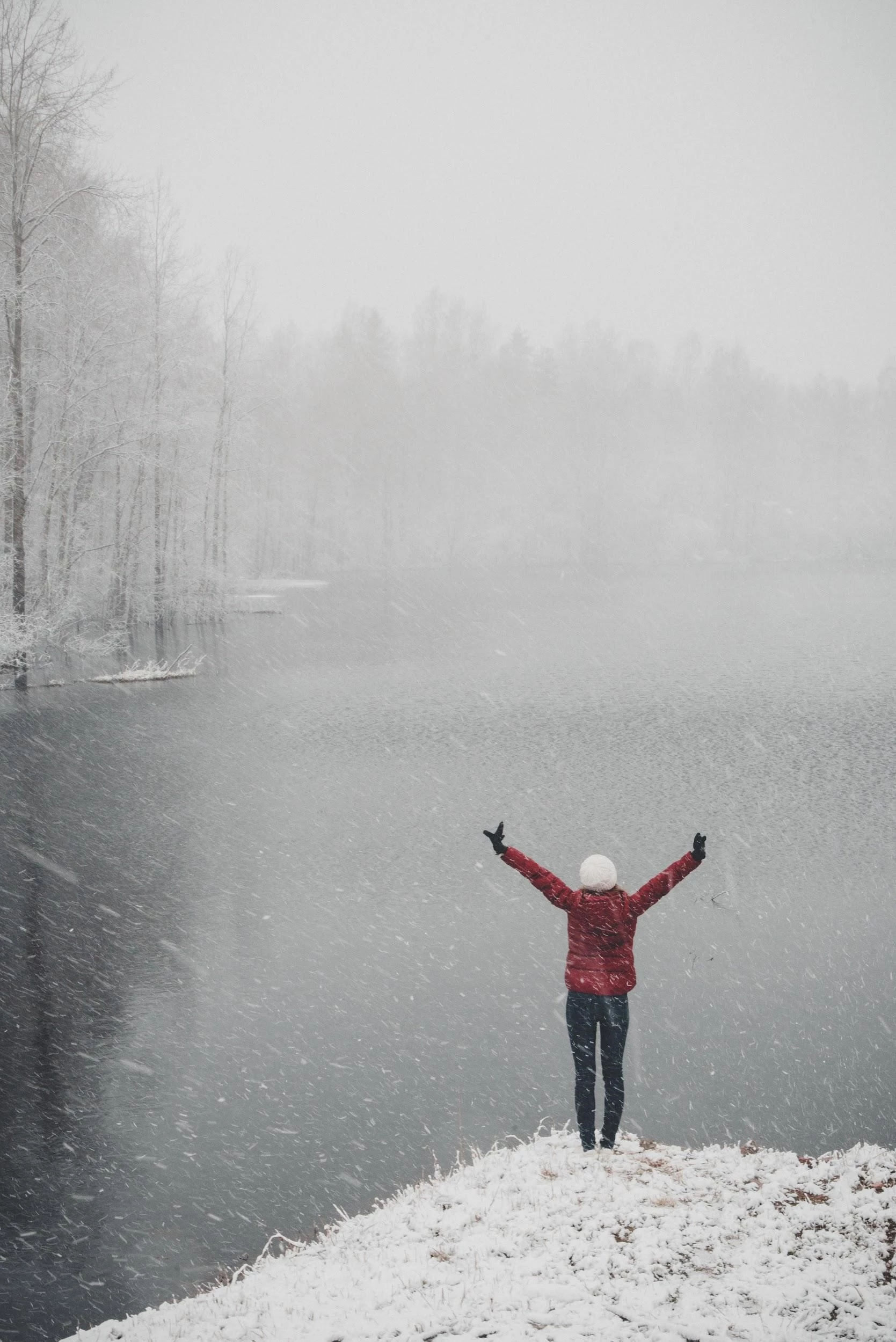woman stands on an island