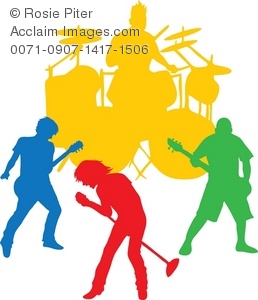 258x300 Clip Art Illustration Of The Colored Silhouette Of A Band