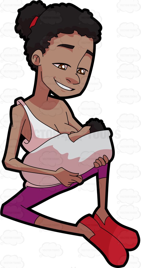 540x1024 A Black Mom Breastfeeding Her Baby Cartoon Clipart Vector Toons