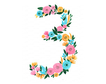 340x270 Floral Numbers Print Watercolor Clipart Number 2 Printable