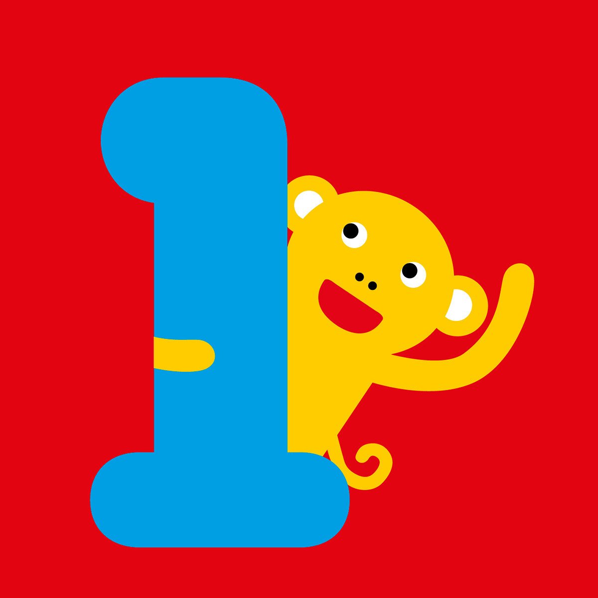 1200x1200 1 Year Old Monkey Birthday Card