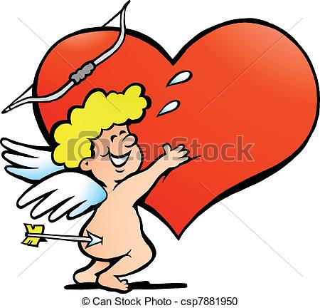 450x432 Hand Drawn Vector Illustration Of An Happy Amor Angel Boy Vector