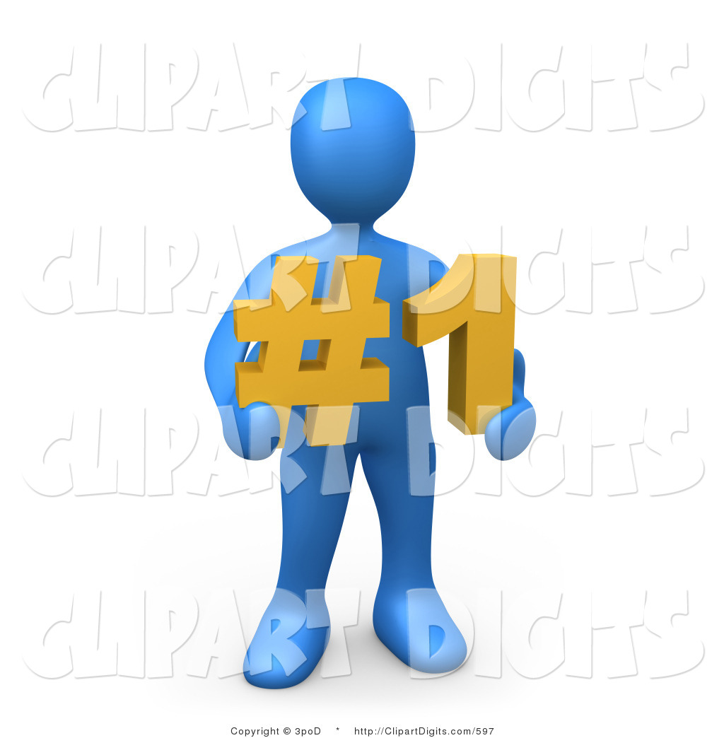 1024x1044 Clip Art Of A 3d Blue Person Holding Number One By 3pod