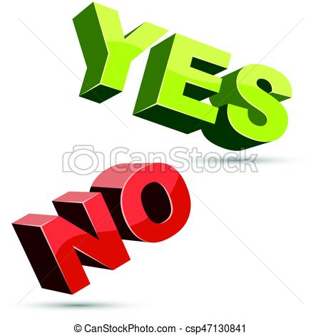 450x470 Yes And No 3d Shapes Flat Color Design On White Background . Eps