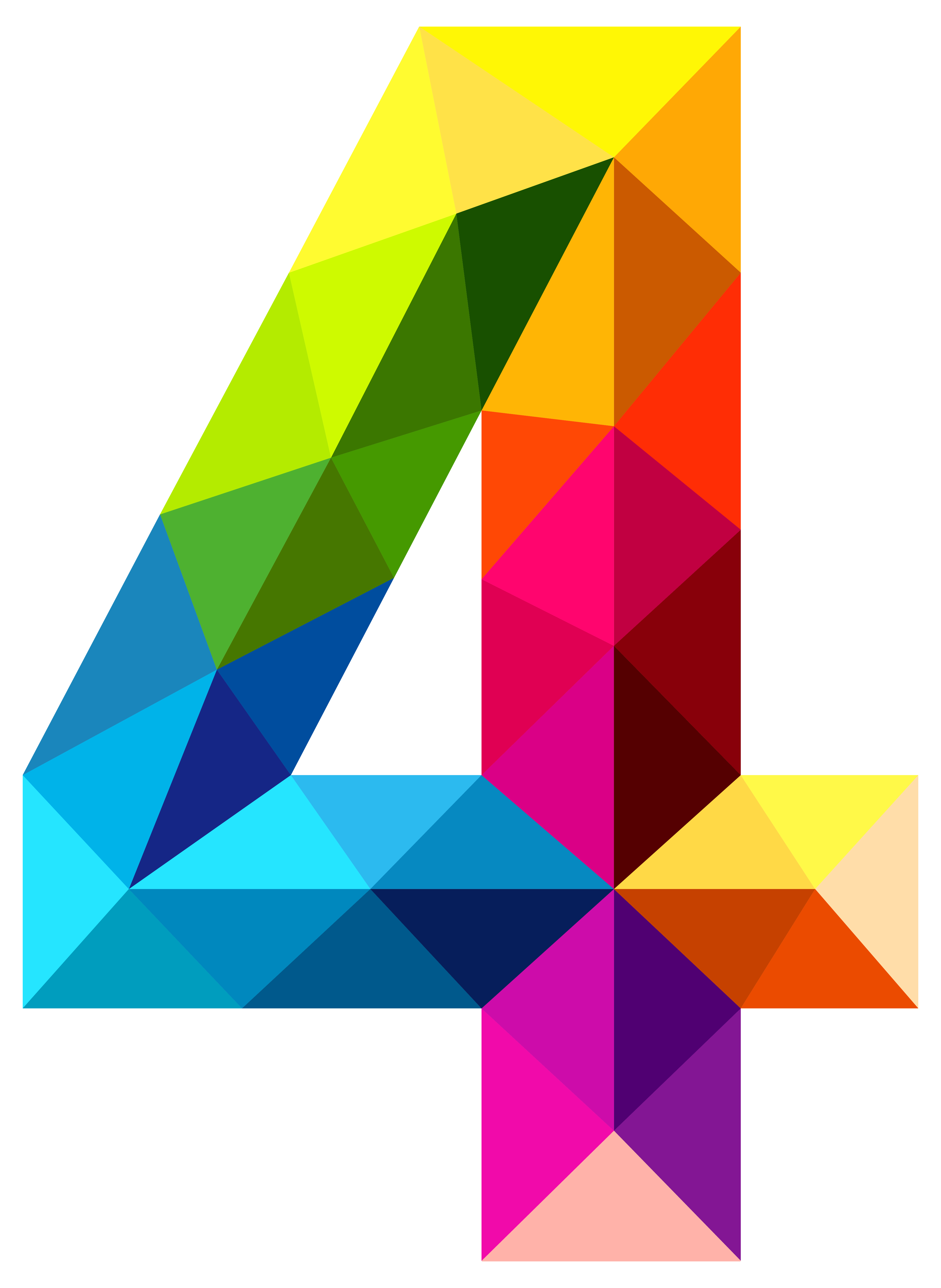 4144x5667 Colourful Triangles Number Four Png Clipart Imageu200b Gallery