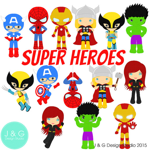 570x570 Super Heroes Clipart Series 4 Digital Clipart, Clip Art Collection