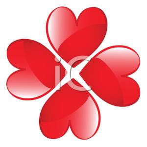 300x300 Four Red Hearts In A Four Leaf Clover