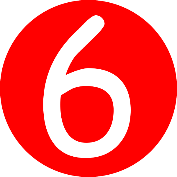 600x600 Red, Rounded,with Number 6 Clip Art