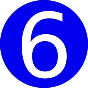 300x300 Blue, Rounded,with Number 6 Clip Art