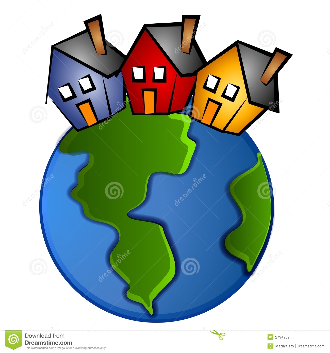 1300x1390 World And Houses Clipart