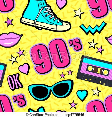 450x470 Vector Neon Pop Background 80s, 90s Clip Art Vector