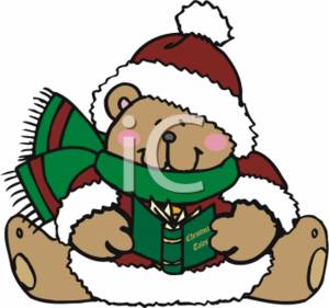 300x281 Clipart Illustration Of A Christmas Teddy With A Story Book