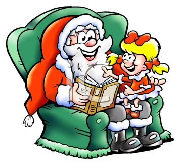 350x320 Santa Claus Sits In His Armchair And Read A Story With A Christmas