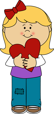 190x400 Girl Holding Valentine Heart Clip Art